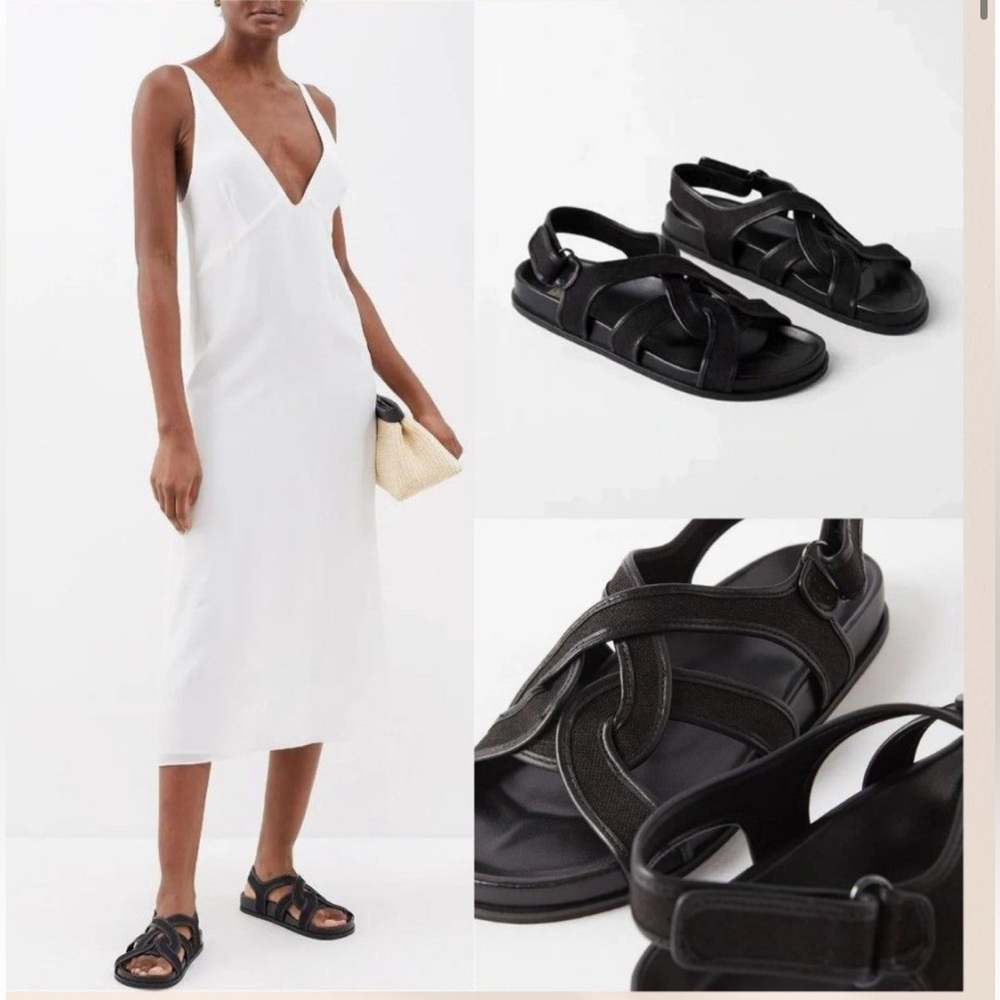 TOTEME canvas leather chunky sandals - Picture 3 of 9
